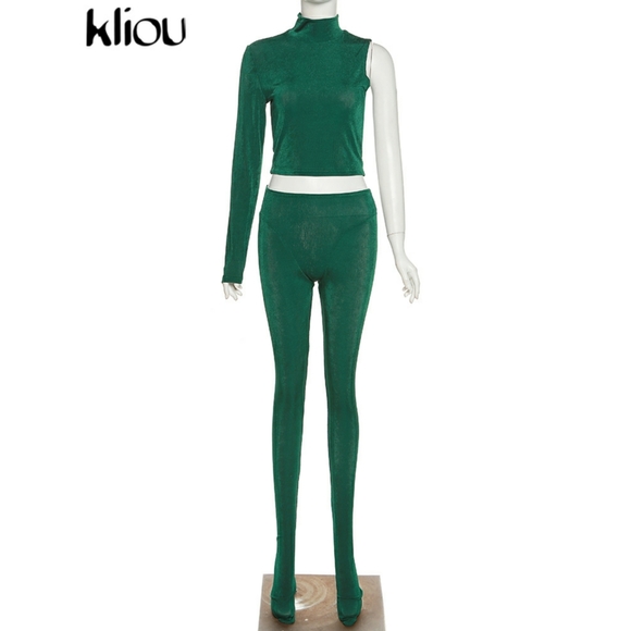 💋KLIOU HIGH STREET TWO PIECE SET w/ MOCK TURTLENECK AND FOOTIE PENCIL PANT!!! - Picture 6 of 16